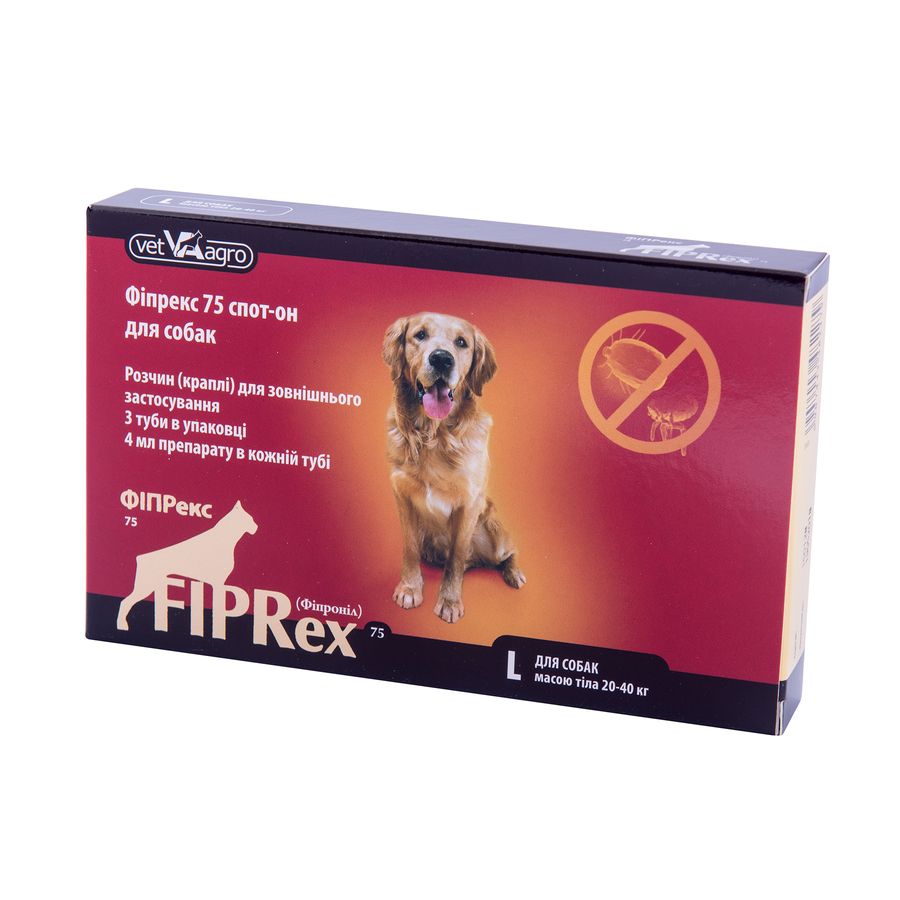 Фипрекс (FIPRex) L 75 капли на холку для собак весом 20-40 кг, 3 пипетки