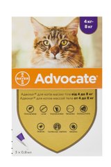 Адвокат (Advocate) для кошек весом 4-8 кг, 3 пипетки Elanco США