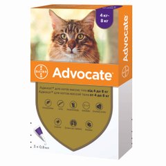 Адвокат (Advocate) для котів вагою 4-8 кг, 3 піпетки Elanco США