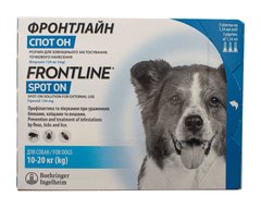 Фронтлайн (Frontline) краплі на холку для собак 10-20 кг (М), № 3 Boehringer Ingelheim Німеччина