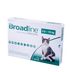 Фото Бродлайн Спот-он L (BROADLINE) для кошек весом 2,5-7,5 кг, 3 шт Boehringer Ingelheim, Германия