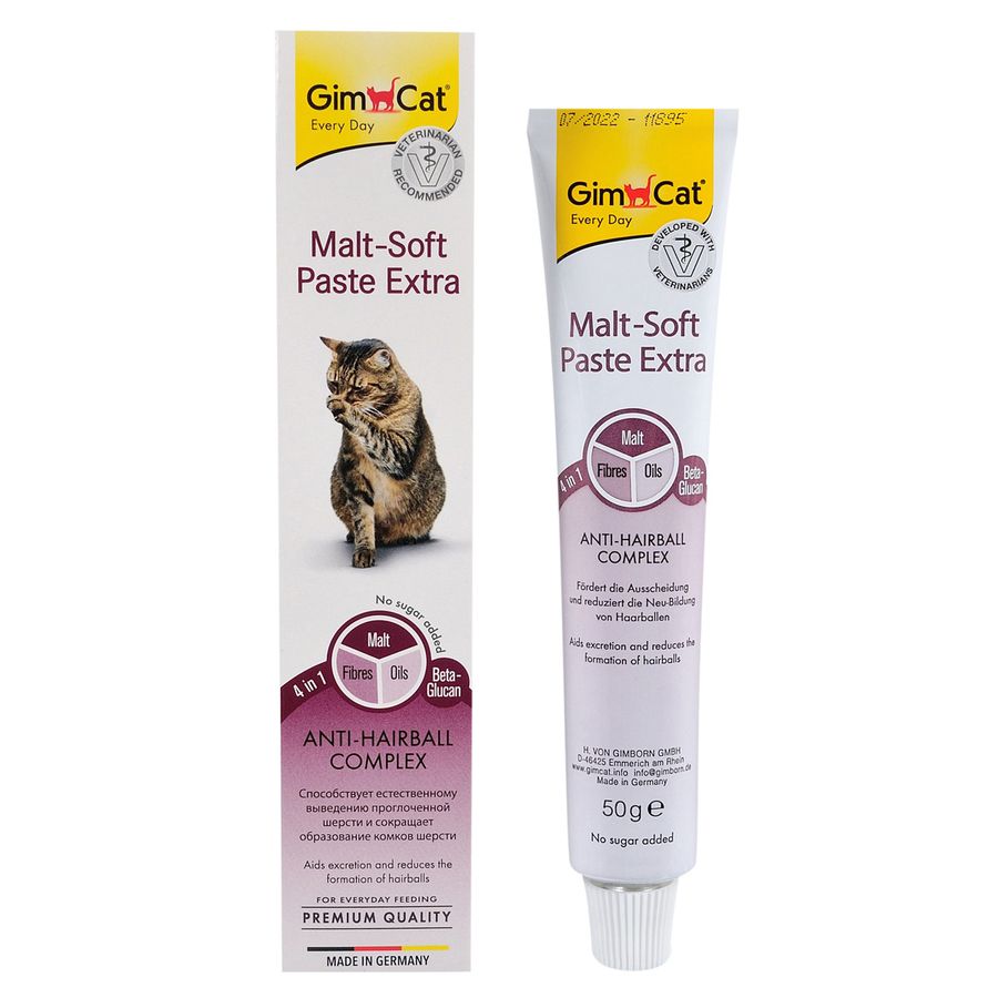 Паста GimCat для кошек, Malt-soft Paste Extra для выведения шерсти, 50 г Gimpet Германия