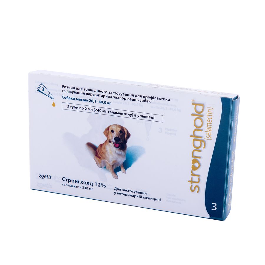 Стронгхолд 12%/240 мг для собак весом 20,1-40 кг, 2 мл, №3 Zoetis США