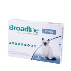 Бродлайн Спот-он S (BROADLINE) для кошек весом 2,5 кг, 3 шт Boehringer Ingelheim Германия