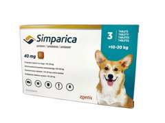 Симпарика (Simparica) таблетки от блох и клещей для собак весом 10-20 кг, 3 таб х 40 мг Zoetis, США