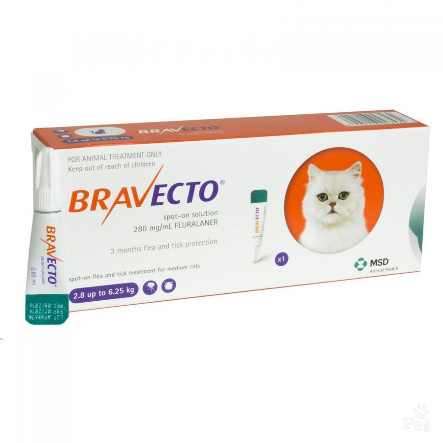 Бравекто Спот-Он для кошек весом 2,8 - 6,25 кг, 250 мг MSD США
