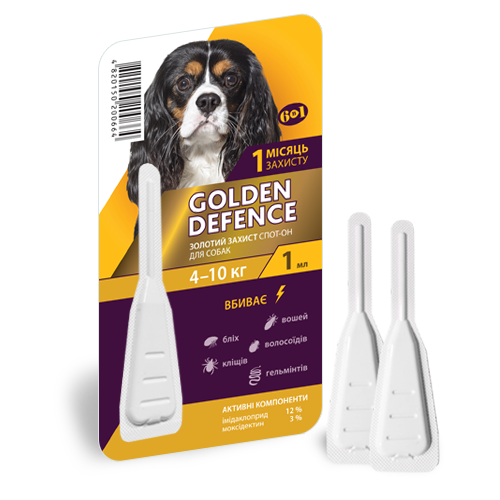 Голден Дефенс (Golden Defence) для собак 4 - 10 кг, 1 мл, 1 піпетка Медіпромтек Україна