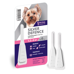 Серебрянная защита (Silver Defence) спот-он для собак 1,5 - 4 кг, 0,6 мл, 1 пипетка Медіпромтек Украина