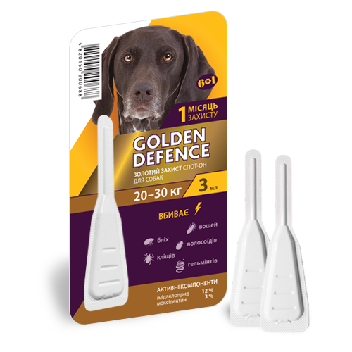 Голден Дефенс (Golden Defence) для собак 20 - 30 кг, 3 мл, 1 піпетка Медіпромтек Україна