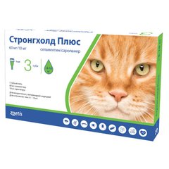 Стронгхолд Плюс (Stronghold Plus) 60 мг/10 мг краплі для котів 5-10 кг, 1 мл, № 3 Zoetis США