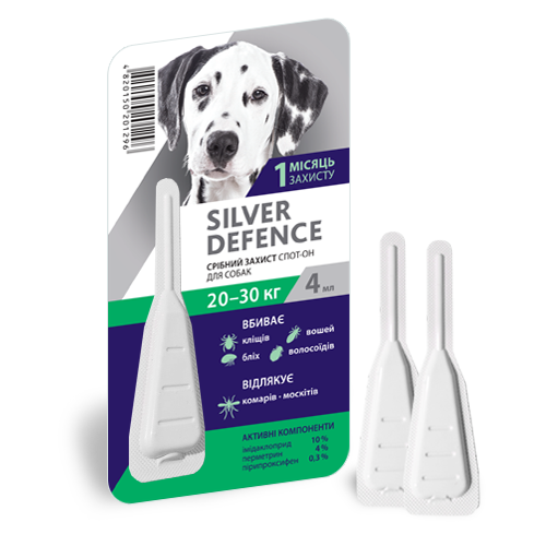 Серебрянная защита (Silver Defence) спот-он для собак 20 - 30 кг, 4 мл, 1 пипетка Медіпромтек Україна