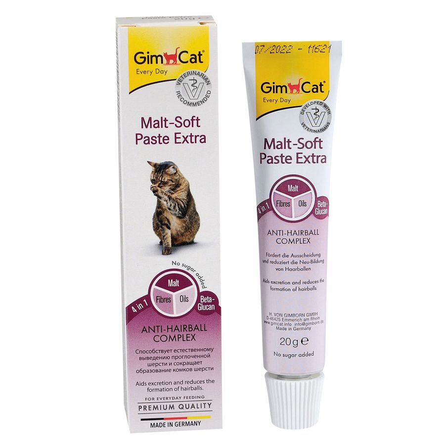 Паста GimCat для кошек, Malt-soft Paste Extra для выведения шерсти, 20 г Gimpet Германия