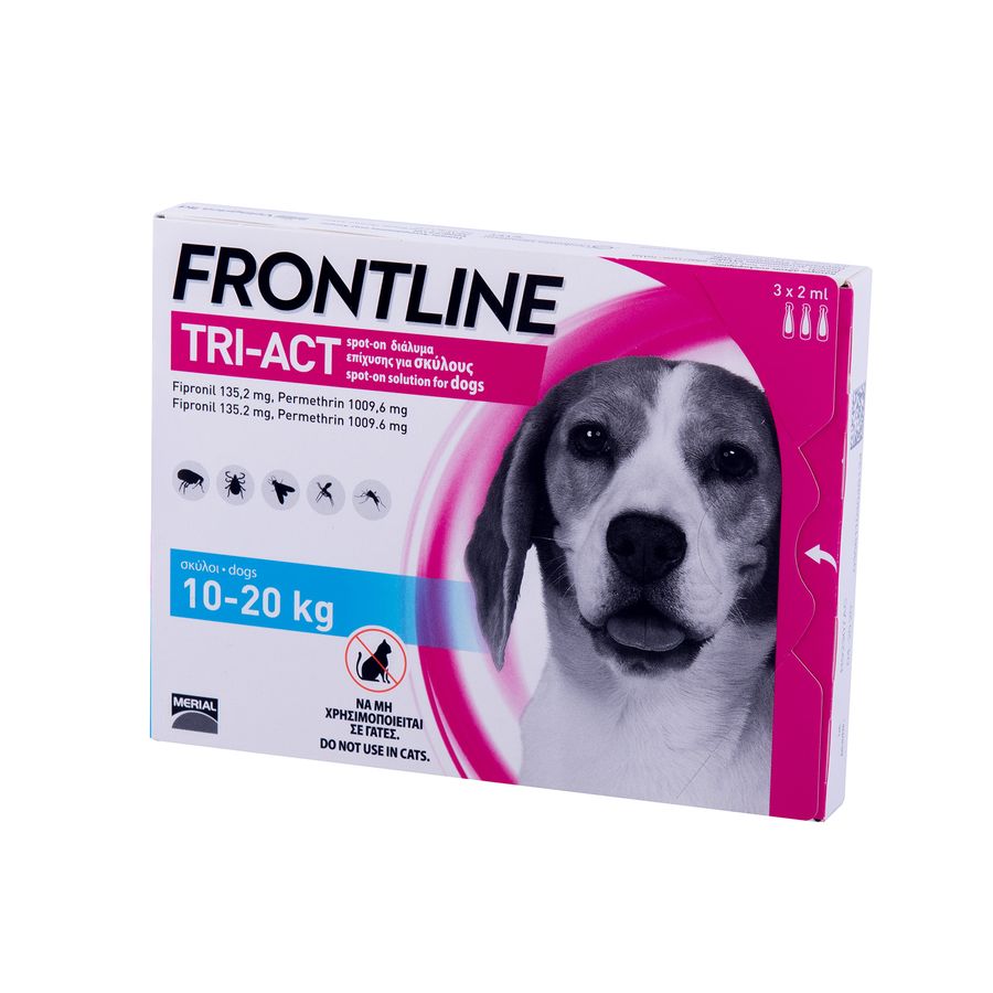 Фронтлайн (Frontline) TRI-ACT капли на холку для собак весом 10-20 кг (M), 3 пипетки