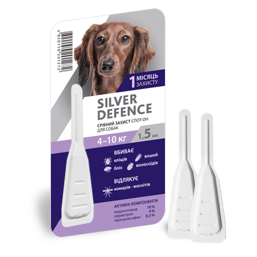 Срібний захист (Silver Defence) спот-он для собак 4 - 10 кг, 1,5 мл, 1 піпетка Медіпромтек Україна