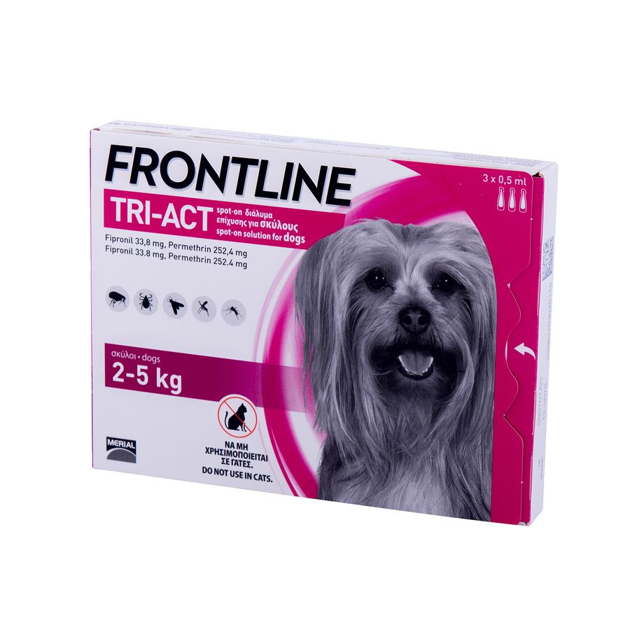 Фронтлайн (Frontline) TRI-ACT капли на холку для собак весом 2-5 кг (XS), 3 пипетки
