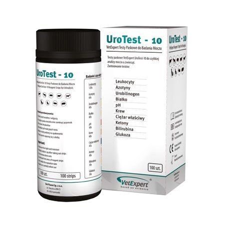 УроТест-10, тест-смужки для аналізу сечі на 10 показників, 100 шт VetExpert Польща
