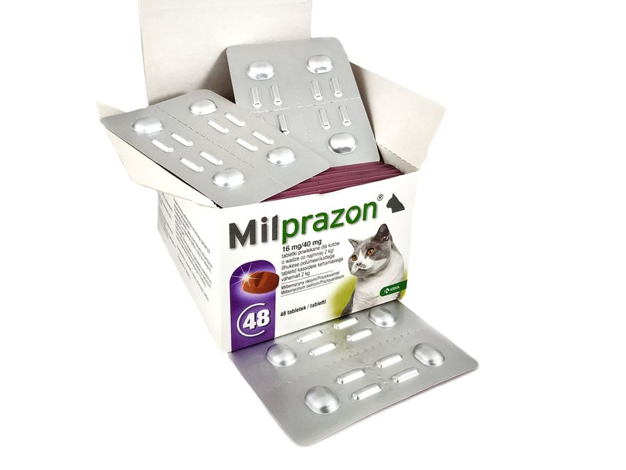 Милпразон (Milprazon) для кошек больше 2 кг, 16 мг/40 мг, 4 таб KRKA Словения