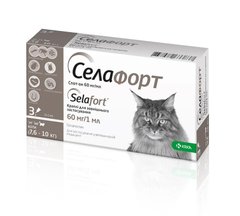 Селафорт спот-он, 60 мг/1 мл, для котів вагою 7,6 - 10 кг, 1 піпетка KRKA Словенія