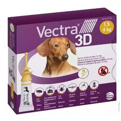 Вектра 3D капли инсектоакарицидные для собак весом 1,5 - 4 кг, 3 шт х 0,8 мл Ceva Sante Animale Франция
