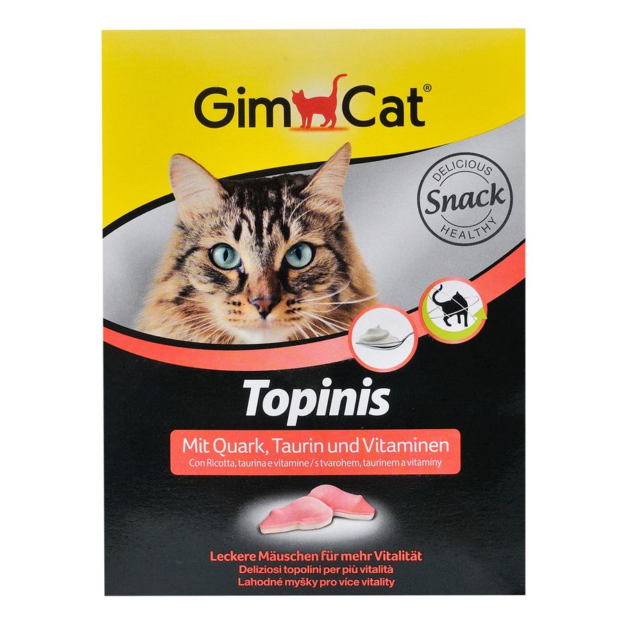 Витамины GimCat для кошек, Topinis с творогом, 180 таб/220 г Gimpet Германия