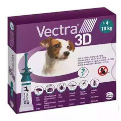 Вектра 3D капли инсектоакарицидные для собак весом 4 - 10 кг, 3 шт х 1,6 мл Ceva Sante Animale Франция
