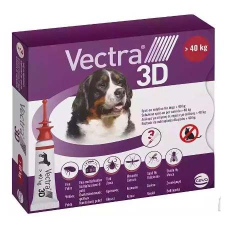 Вектра 3D краплі інсектоакарицидні для собак 40 - 65 кг, 3 шт х 8 мл Ceva Sante Animale Франція