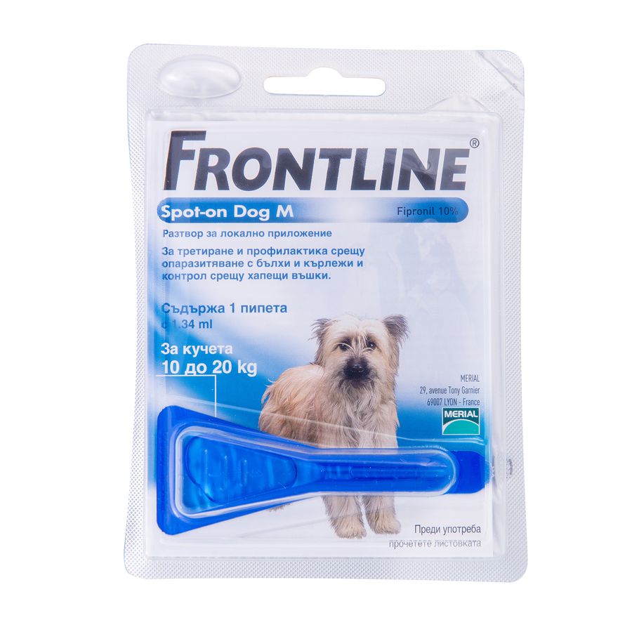 Фронтлайн спот-он (Frontline) краплі на холку для собак вагою 10-20 кг (M), 1 піпетка Boehringer Ingelheim Німеччина