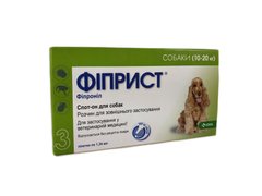 Фиприст (Fiprist) спот-он инсектоакарицидные капли для собак 10-20 кг, 134 мг/1,34 мл, 3 пипетки KRKA, Словения