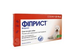 Фиприст (Fiprist) спот-он инсектоакарицидные капли для собак 2-10 кг, 67 мг/0,67 мл, 3 пипетки KRKA, Словения