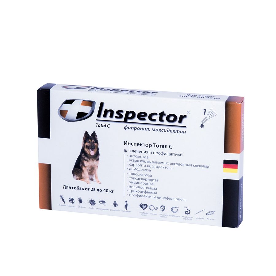 Инспектор Тотал С капли для собак весом 25-40 кг, 1 х 4 мл Экопром Россия