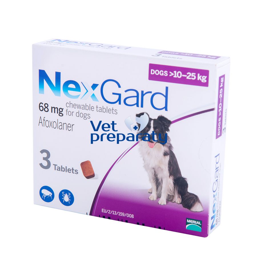 Фото Нексгард (NexGard) таблетки от блох и клещей для собак весом 10-25 кг, 3 таб Boehringer Ingelheim, Германия