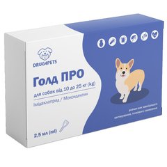 Голд ПРО для собак 10 - 25 кг, 2,5 мл, 1 пипетка НВД Україна
