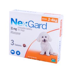 Нексгард (NexGard) таблетки от блох и клещей для собак весом 2-4 кг, 3 таб Boehringer Ingelheim Германия
