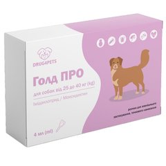Голд ПРО для собак 25 - 40 кг, 4 мл, 1 пипетка НВД Україна