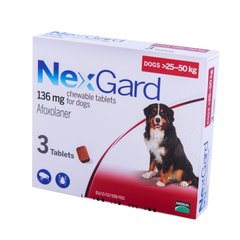 Фото Нексгард (NexGard) таблетки от блох и клещей для собак весом 25-50 кг, 3 таб Boehringer Ingelheim, Германия