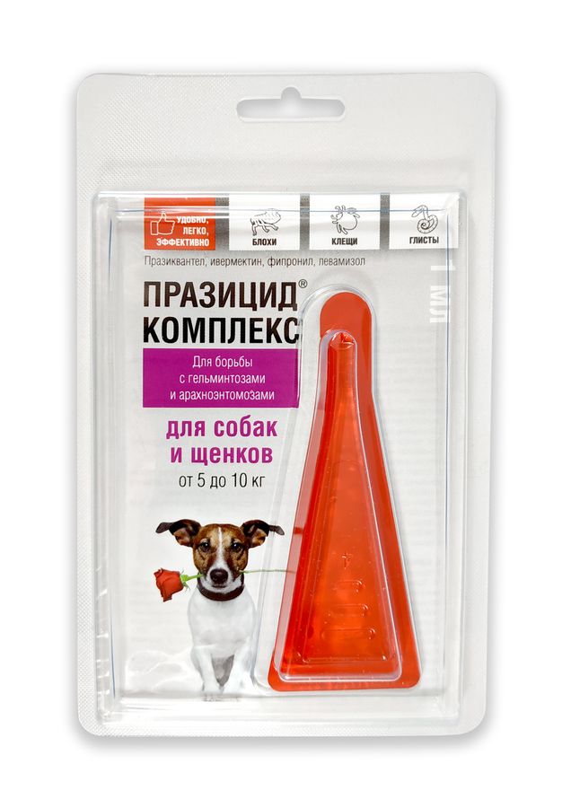 Празицид комплекс капли для собак весом 5 - 10 кг, 1 пипетка х 1 мл Апіценна Россия