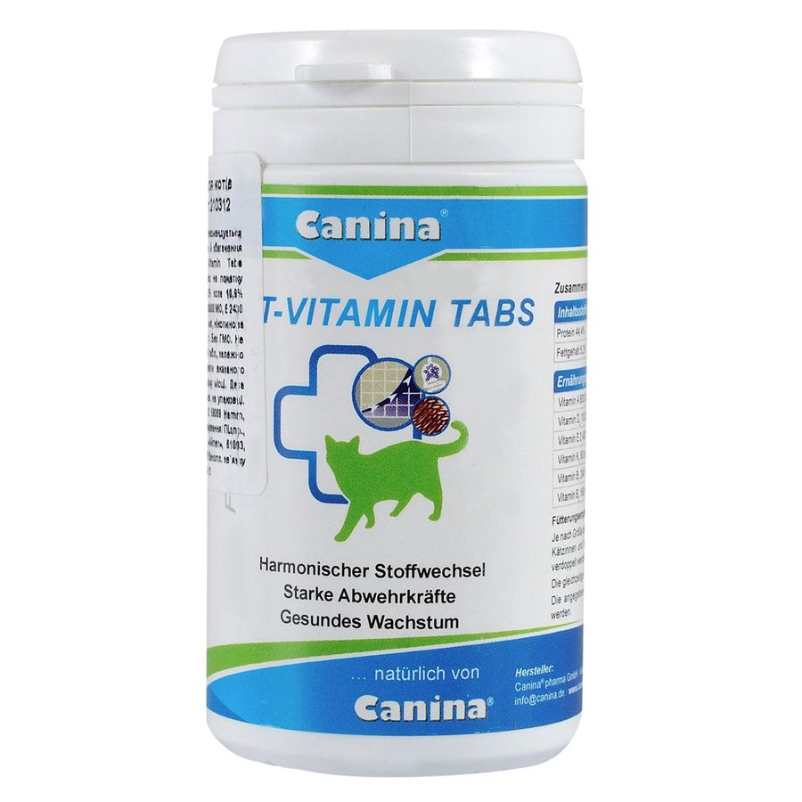 Витамины для кошек Canina Cat Vitamin Tabs комплексная добавка, 100 таб Canina pharma Германия