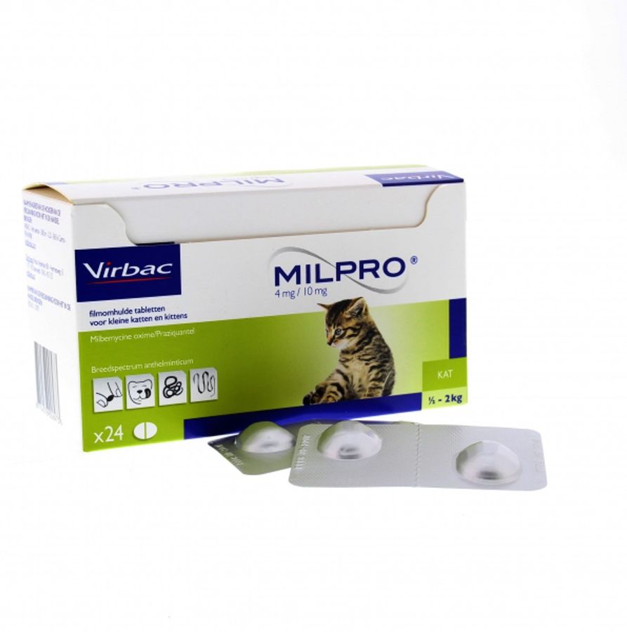 Милпро (Milpro) 4 мг/10 мг для котят до 2 кг, 24 таб Virbac Франция