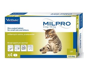 Мілпро (Milpro) 4 мг/10 мг для кошенят до 2 кг, 4 таб Virbac Франція