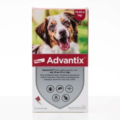 Адвантикс (Advantix) капли от блох и клещей для собак весом 10-25 кг, 4 пипетки Elanco США