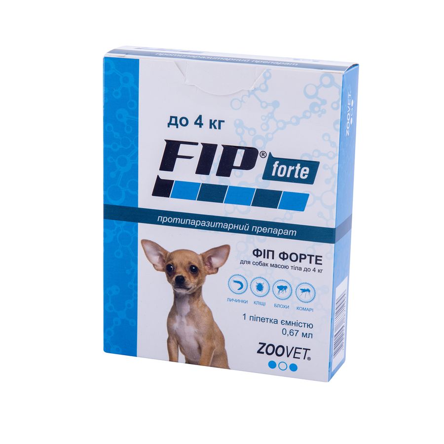 ФИП ФОРТЕ капли для собак весом до 4 кг, 0,67 мл Productos Veterinarios Аргентина